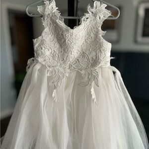 White/Ivory white Embellished Ruffled Maxi Gown